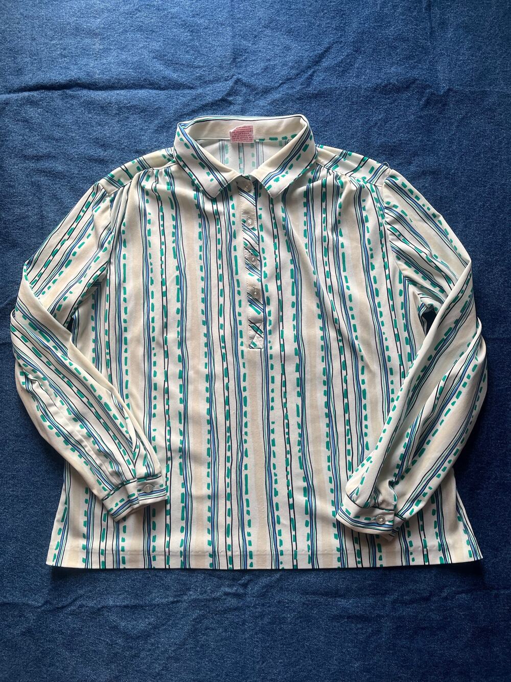 Vintage Graff California Wear Geometric Stripped Blouse